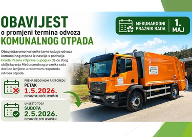 Odvoz komunalnog otpada na Međunarodni praznik rada, 1. maj