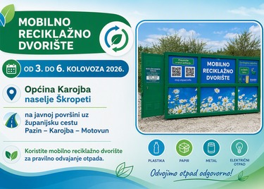 Mobilno reciklažno dvorište u Općini Karojba od 3. do 6. kolovoza