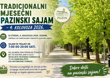 Tradicionalni mjesečni pazinski sajam – 4. kolovoza 2026.